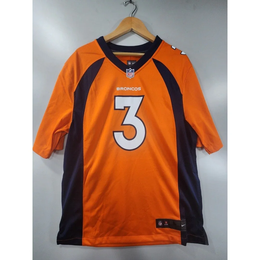 NEW! Russell Wilson #3 Denver Broncos On-Field Game NFL NIKE Jersey Orange L
